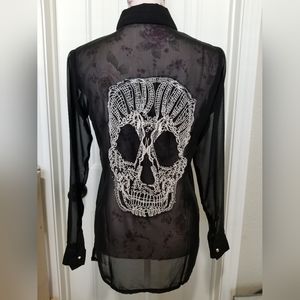 Wet seal sheer skull blouse